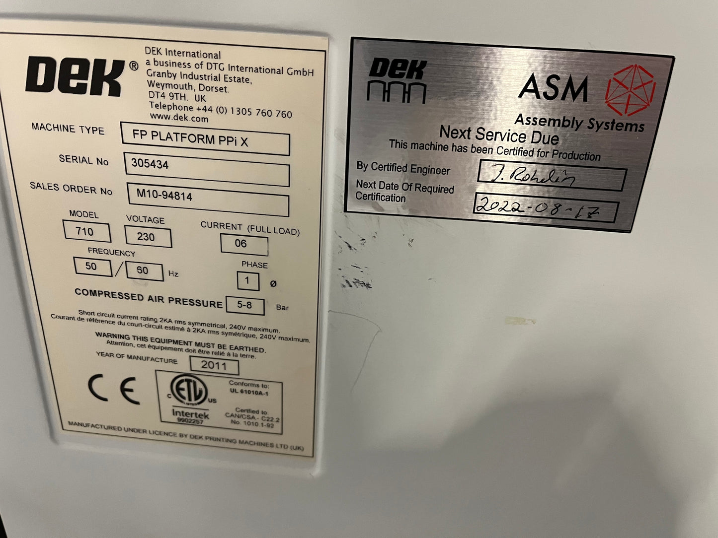 DEK FP PLATFORM PPi X, vintage 2011, screen printer