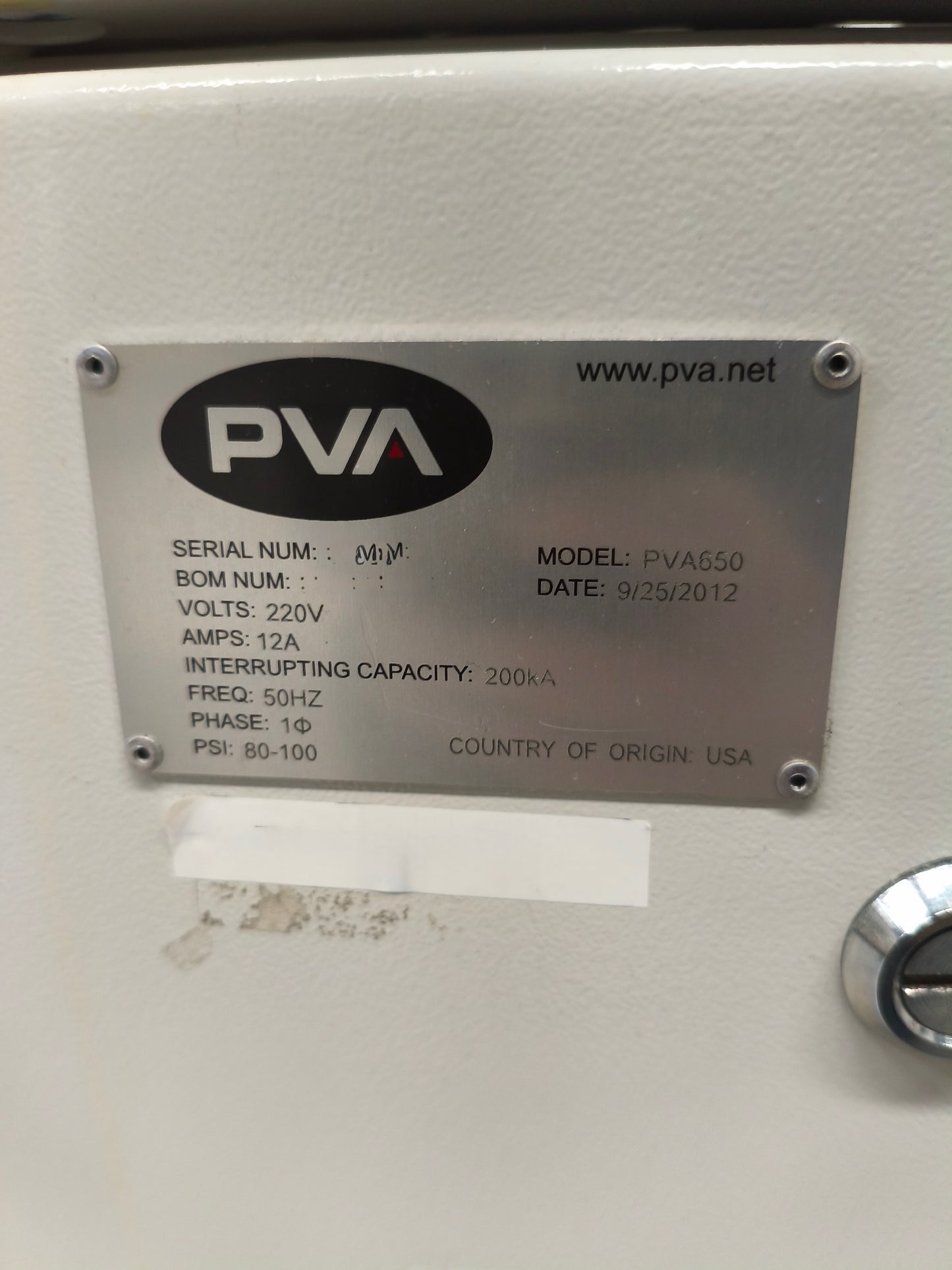 PVA PVA650, vintage 2012, conformal coating machine