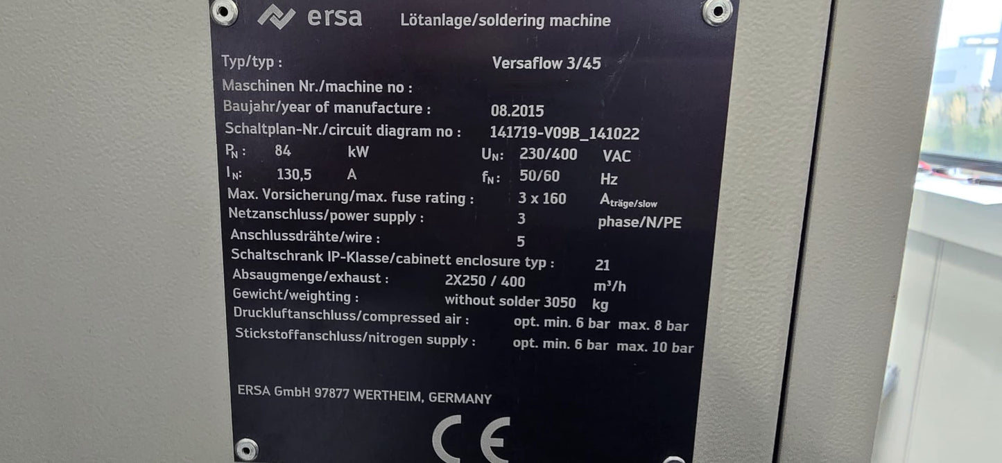 ERSA 3/45, vintage 2015, selective soldering machine