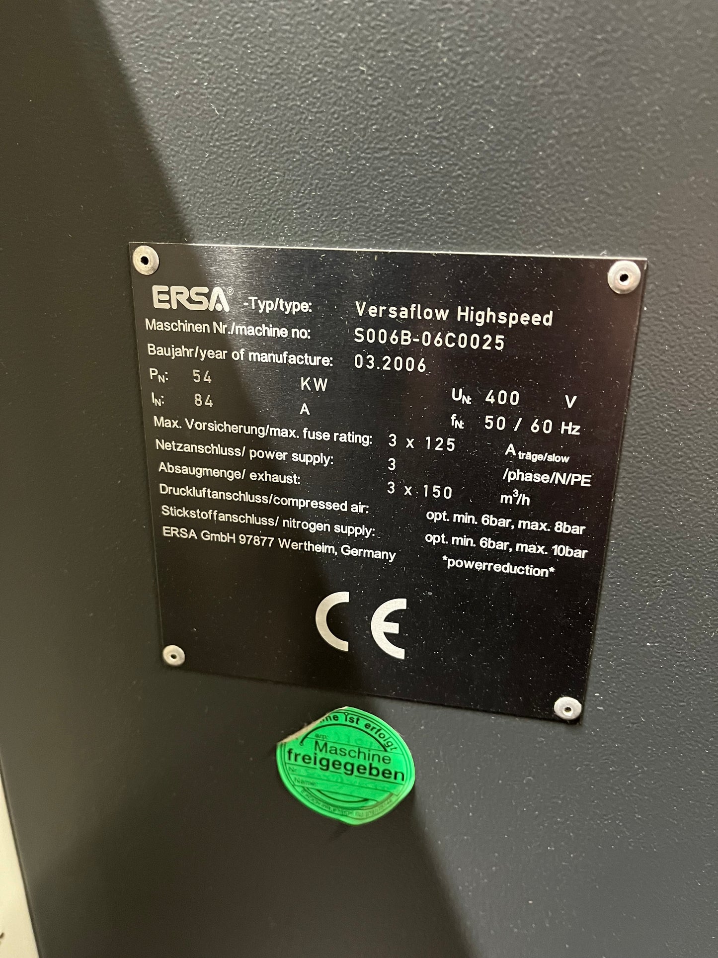 ERSA VERSAFLOW HIGHSPEED, annata 2006