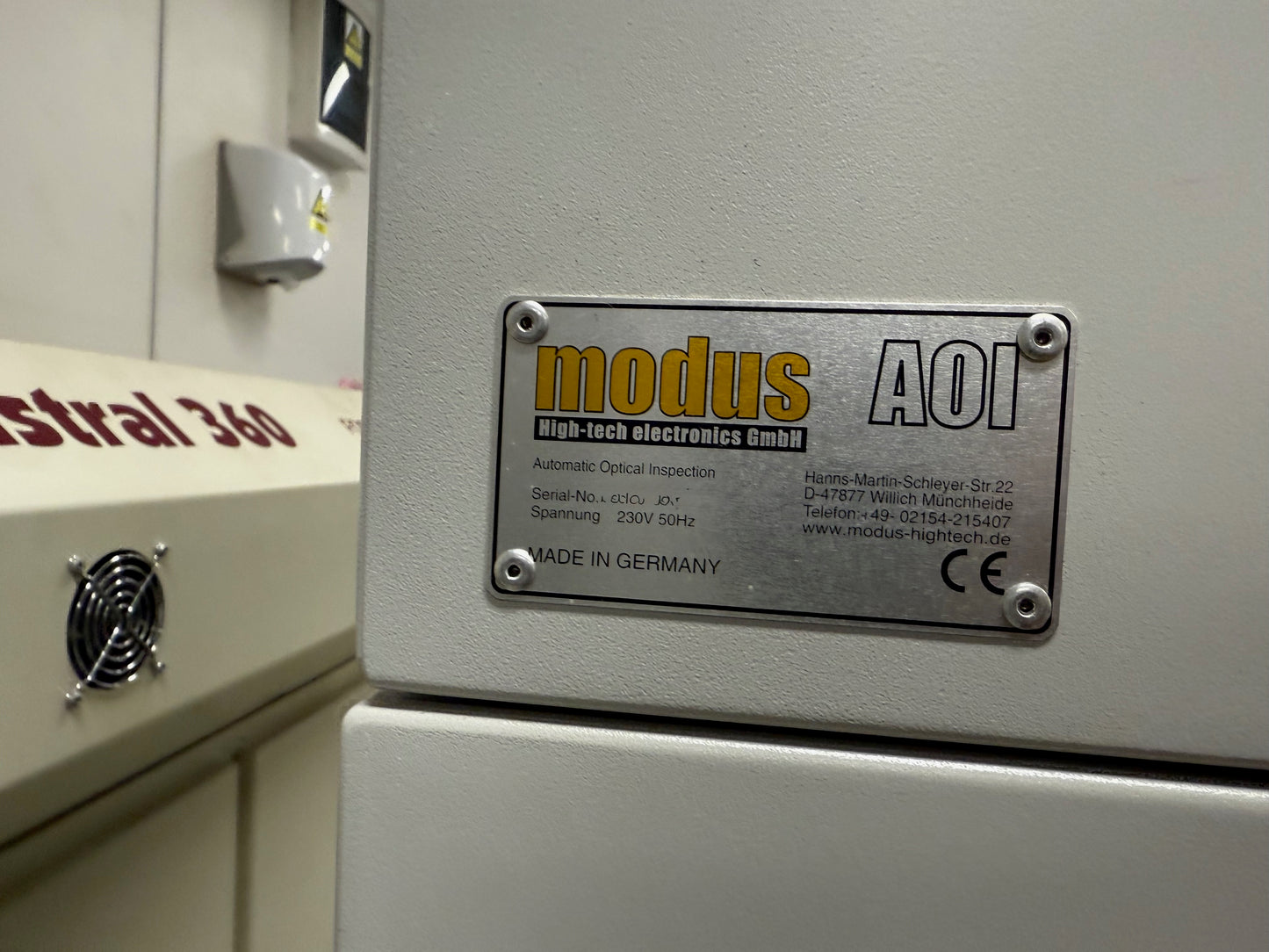 Modus AOI on a TRM01 conveyor, vintage 2015