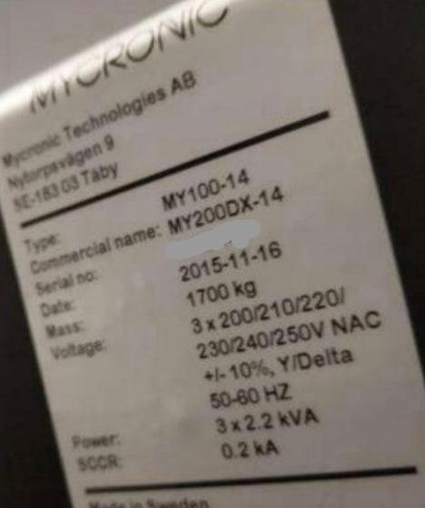 MYDATA / MYCRONIC MY200SX-14 T3, vintage 2016