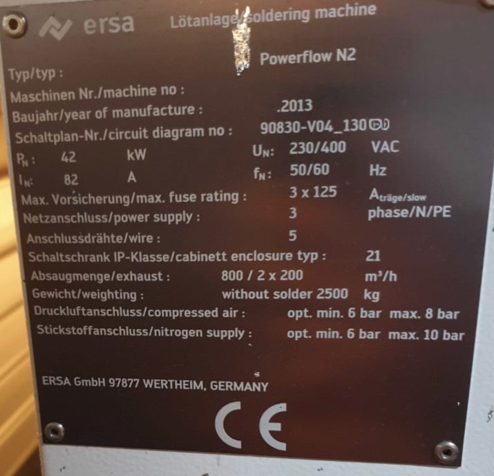ERSA Powerflow N2, vintage 2013, wave soldering oven